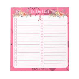 Rosa Passionsherz zum Auflisten Notizblock