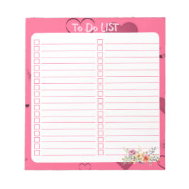 Rosa Passionsherz zum Auflisten Notizblock