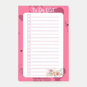 Rosa Passionsherz zum Auflisten Post-it Klebezettel