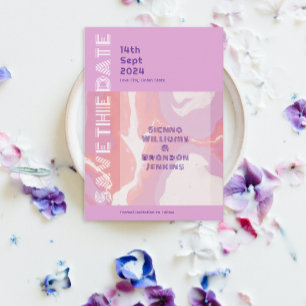 Rosa Pasta Abstrakte Kunst Save the Date Karte