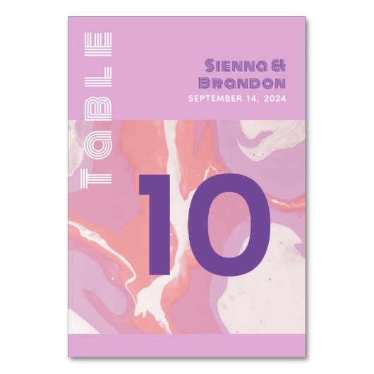 Rosa Pastel Abstrakte Art Hochzeitskarte Tischnummer (Rückseite)