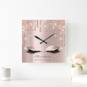 Rosa Pastel Funkelnd Diamond Bridge Prinzessin Quadratische Wanduhr (Zuhause)