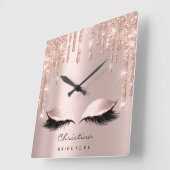 Rosa Pastel Funkelnd Diamond Bridge Prinzessin Quadratische Wanduhr (Winkel)