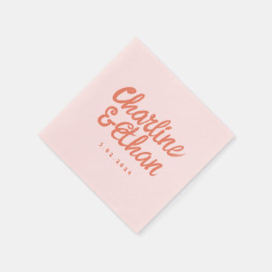 Rosa Pastel Handwriting Retro Wedding Napkins Serviette