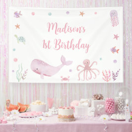 Rosa Pastel unter dem Meer Geburtstag Banner