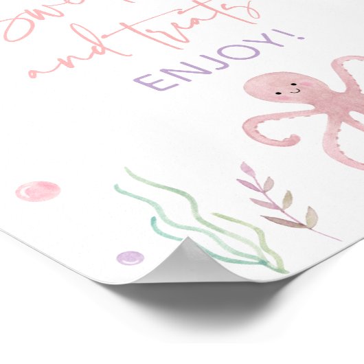 Rosa Pastel unter dem Meer Süßes Leckereien Duschz Poster (Ecke)