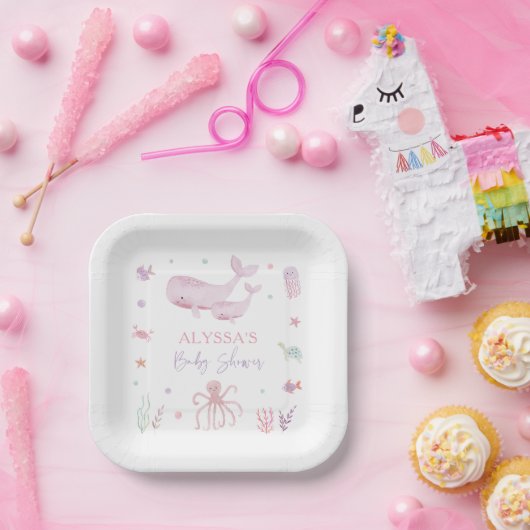 Rosa Pastel unter der Meeresdusche Pappteller (Party)