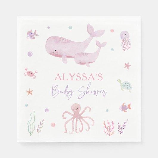 Rosa Pastel unter der Meeresdusche Serviette (Vorderseite)