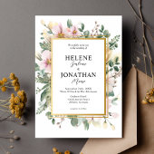 Rosa Pastell Blumengarten Hochzeitsfeier Einladung