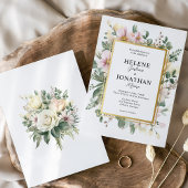 Rosa Pastell Blumengarten Hochzeitsfeier Einladung