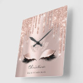 Rosa Pastell Funkelnd Diamond Lotus Princess Quadratische Wanduhr (Winkel)