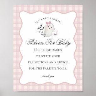 Rosa Pastell Kleiner Boo-Geist Rat für Baby-Schild Poster