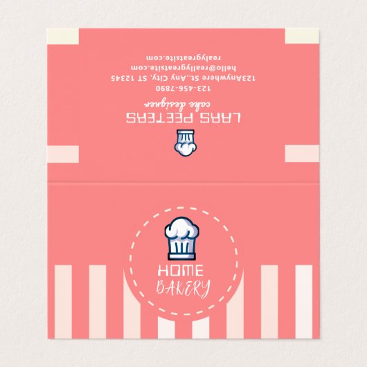 Rosa Pastell Niedlich Einfache Zuhause-Bäckerei-Lo Visitenkarten (Außenseite Aufgefaltet)