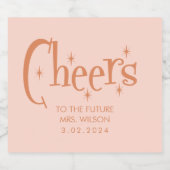 Rosa Pastell Rotes Retro-Brautparty Schaumweinetikett (Einzelnes Label)