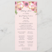 Rosa Pastell-Rouge-Blumen-Hochzeitsprogramm Programm (Rückseite)