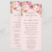 Rosa Pastell-Rouge-Blumen-Hochzeitsprogramm Programm (Vorne/Hinten)