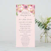 Rosa Pastell-Rouge-Blumen-Hochzeitsprogramm Programm (Stehend Vorderseite)