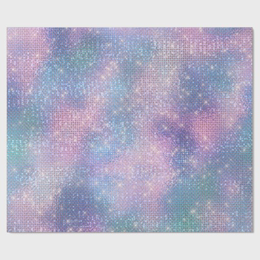 Rosa Pastell Spark Iridescent Blue Geschenkpapier (Flach)