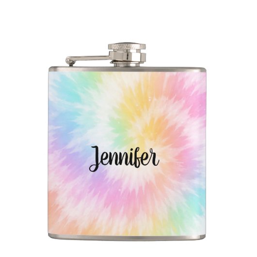 Rosa Pastell-Tie-Dye Girly Chic Flachmann (Vorderseite)