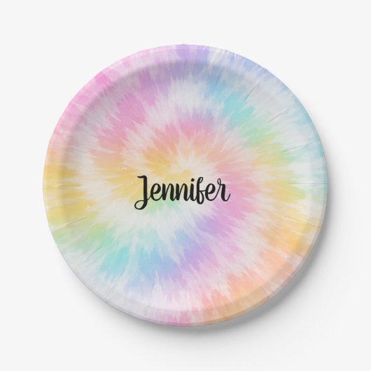 Rosa Pastell-Tie-Dye Girly Chic Pappteller (Vorderseite)