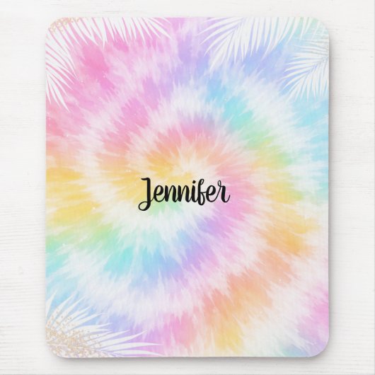 Rosa Pastell-Tie-Dye Mädchenhaft Chic Mousepad (Vorne)