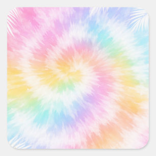 Rosa Pastell-Tie-Dye Mädchenhaft Chic Quadratischer Aufkleber