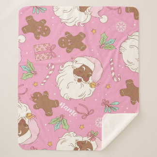 Rosa Pastell-Weihnachten Schwarzer Weihnachtsmann Sherpadecke