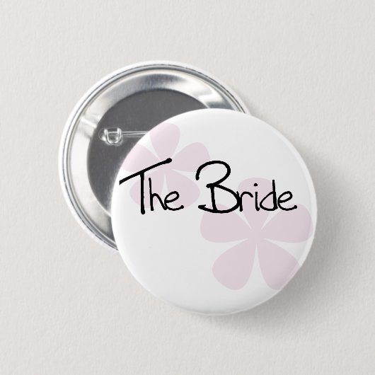 Rosa PastellBlumen die Braut Button (Vorne & Hinten)