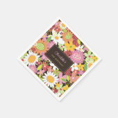 Rosa Pastelle Frühlingsblumen Garten Geburtstagspa Serviette (Ecke)