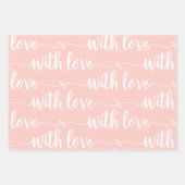Rosa Pastellfarbe mit Liebe, Papiertücher Geschenkpapier Set (Vorderseite 3)