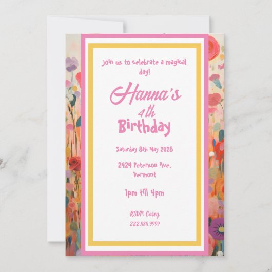 Rosa Pastellfarben Einhorn geflochtene Begrüßung Einladung (Vorderseite)