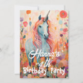 Rosa Pastellfarben Einhorn geflochtene Begrüßung Einladung (Rückseite)