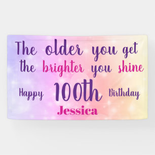 Rosa Pastellfarben funkelnd 100. Geburtstag person Banner
