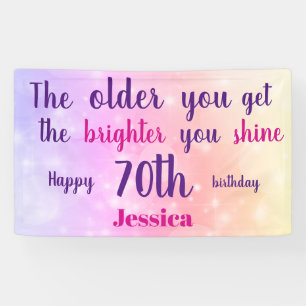 Rosa Pastellfarben funkelnd 70. Geburtstag persona Banner