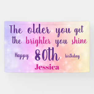 Rosa Pastellfarben funkelnd 80. Geburtstag persona Banner