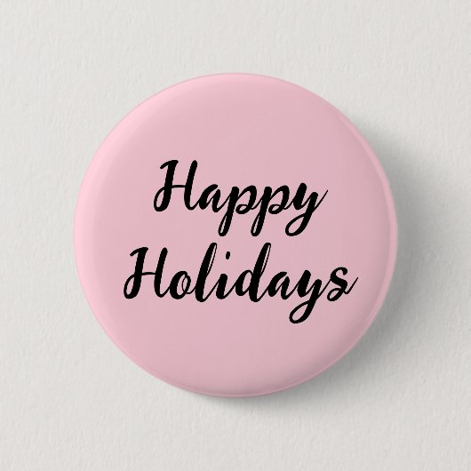 Rosa Pastellfarben glückliche Feiertage Weihnachte Button (Vorderseite)