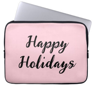 Rosa Pastellfarben glückliche Feiertage Weihnachte Laptopschutzhülle