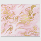 Rosa Pastellfarben Marmor Shiny Golden Brushes Geschenkpapier (Flach)