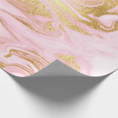 Rosa Pastellfarben Marmor Shiny Golden Brushes Geschenkpapier (Ecke)
