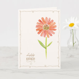 Rosa pastellfarbene Blumenaquarell-Geburtstagskart Karte
