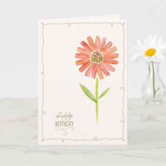 Rosa pastellfarbene Blumenaquarell-Geburtstagskart Karte