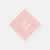 Rosa pastellfarbene, elegante Monogramm Serviette (Ecke)
