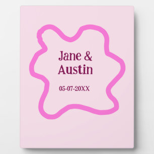 Rosa-pastellfarbene Retro-Hochzeitsrandrahmen-Name Fotoplatte