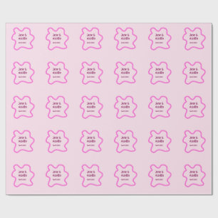 Rosa-pastellfarbene Retro-Hochzeitsrandrahmen-Name Geschenkpapier