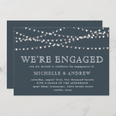 Rosa pastellfarbene Saitenleuchten Verlobung Einladung (Vorne/Hinten)