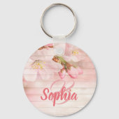 Rosa Pastellfruchtharnflorale Monogramm Schlüsselanhänger (Vorderseite)