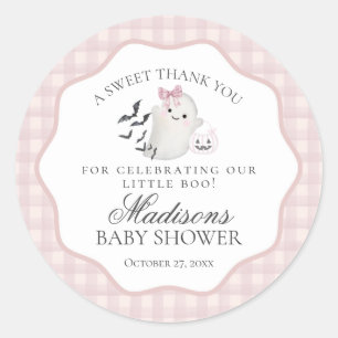 Rosa Pastellkleines Boo-Gespenst-Baby-Party-Gesche Runder Aufkleber