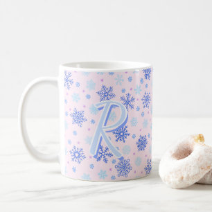 Rosa Pastellrosa Schneeflocken Elegantes Chic Mono Kaffeetasse