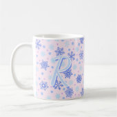 Rosa Pastellrosa Schneeflocken Elegantes Chic Mono Kaffeetasse (Links)