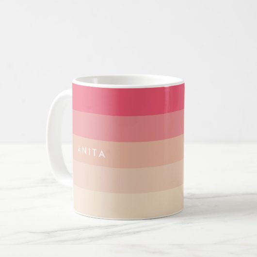 Rosa Pastellstreifen Kaffeetasse (Vorderseite Links)